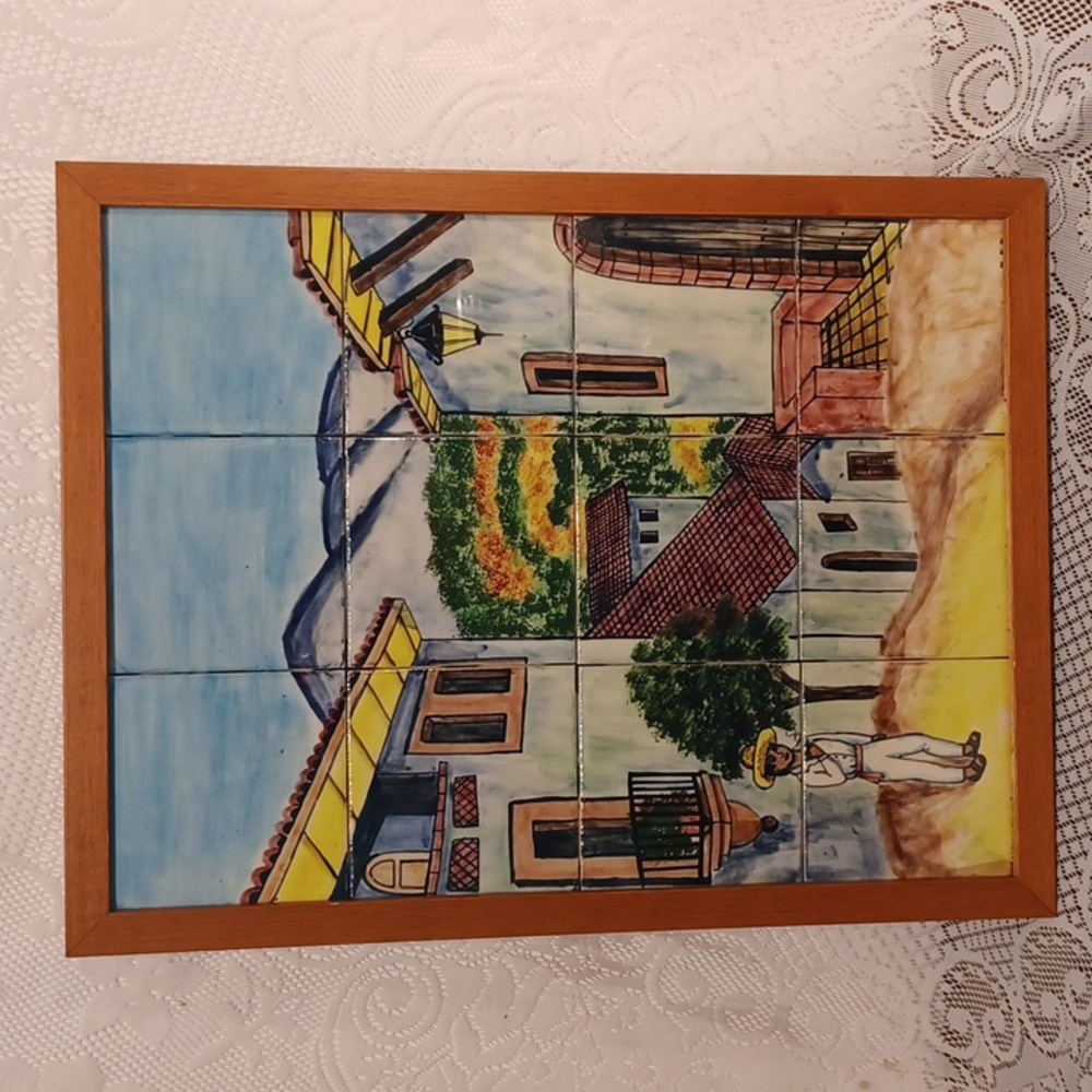 MEXICAN scene Tiles framed 60